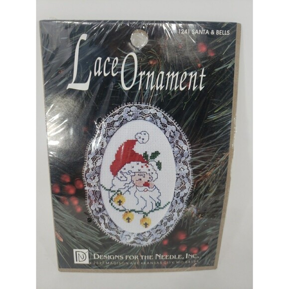 Lace Ornament Kits VTG 1992 Designs For The Needle Sealed NOS Santa Bear Home - Picture 12 of 15